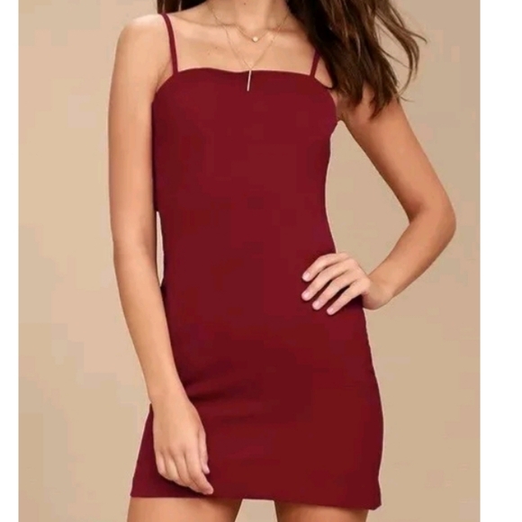 Lulus 'Toast To Life' Mini Dress Burgundy Open Back w/Wide Tie Hidden Zip Sz SM - Picture 4 of 14